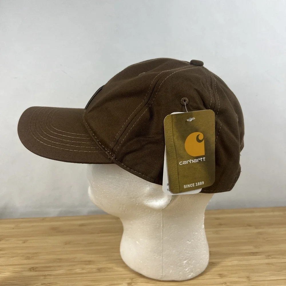 Carhartt 100289 Odessa Brown Leather Patch Hook Loop Adjustable Hat OSFA NWT